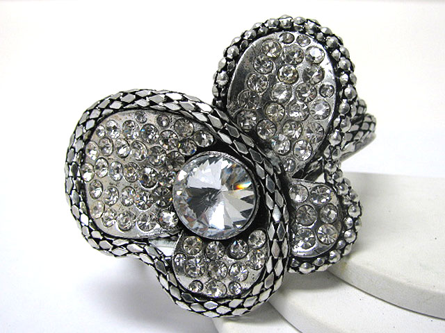 Crystal stud metal tube chain wrapped butterfly hinge bangle