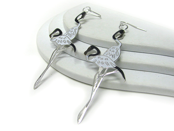 Epoxy double cranes long earring