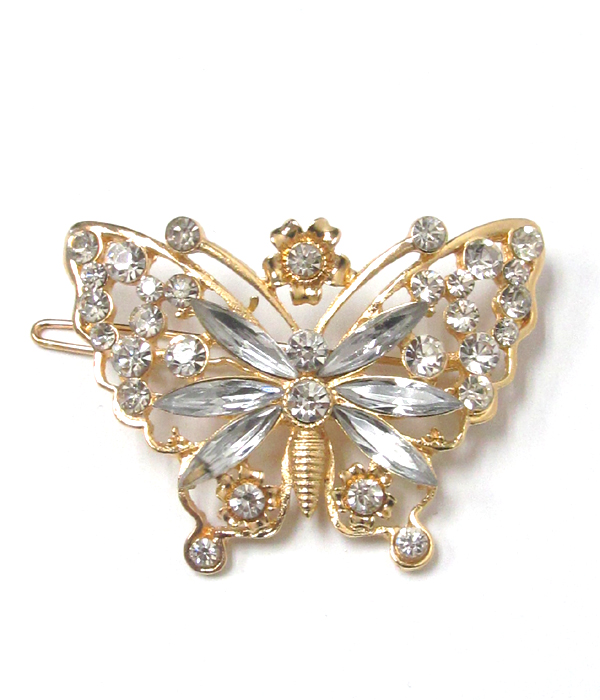 Multi crystals butterfly hair pin