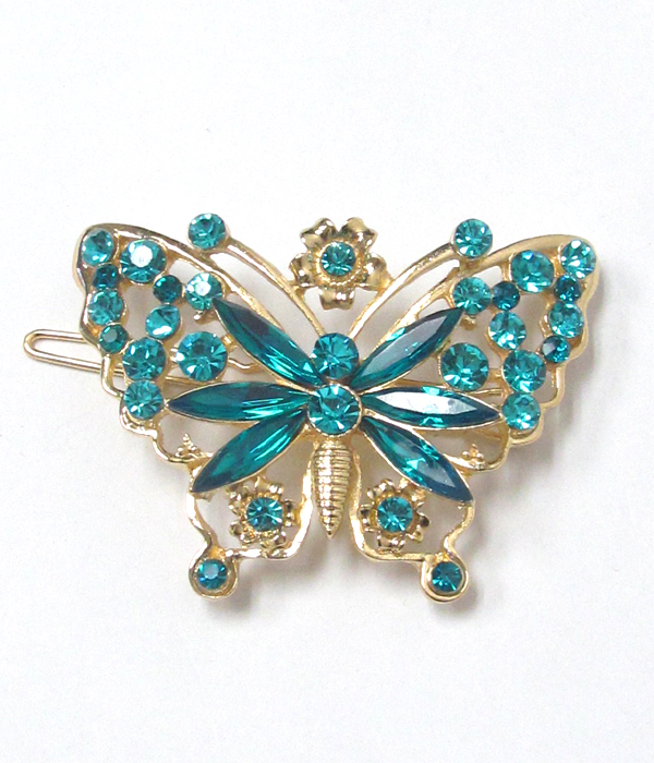 Multi crystals butterfly hair pin