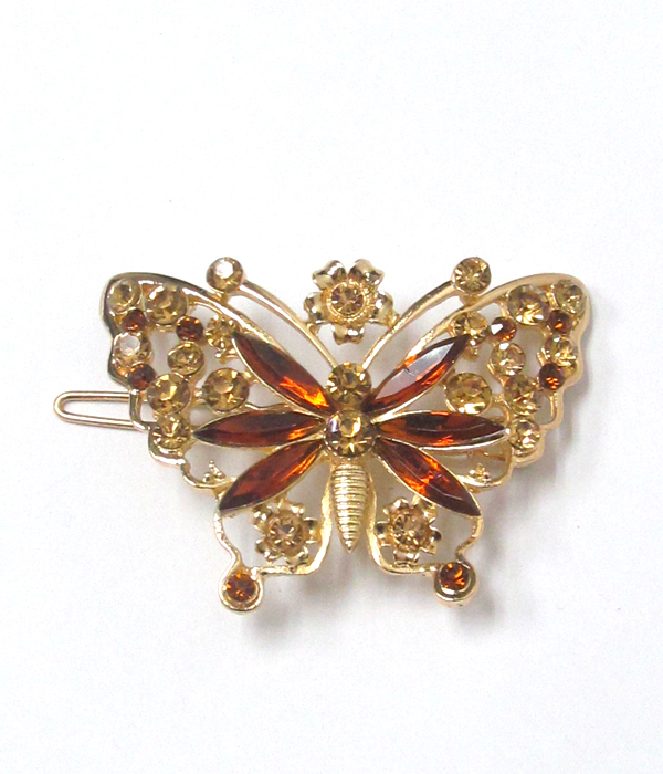Multi crystals butterfly hair pin
