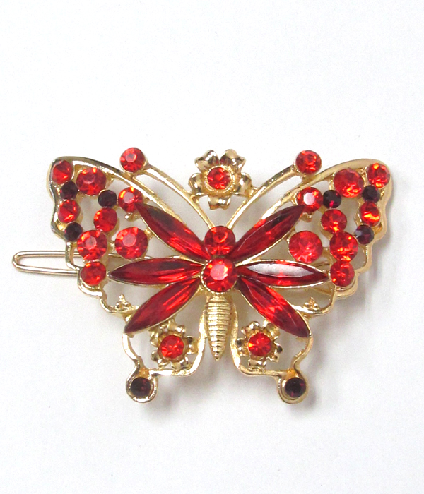 Multi crystals butterfly hair pin