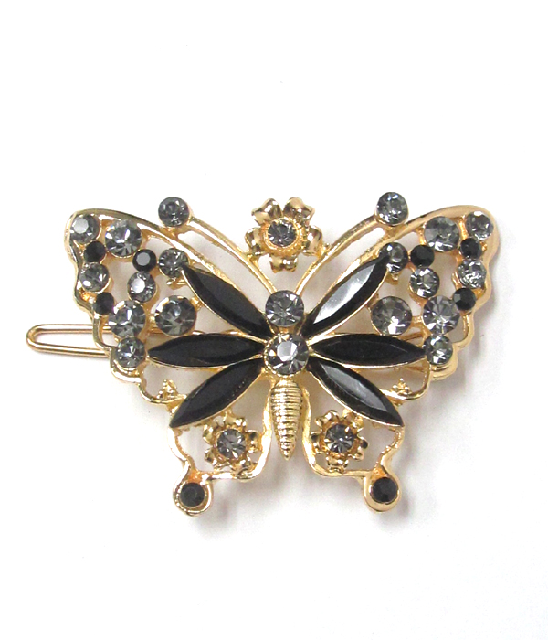 Multi crystals butterfly hair pin