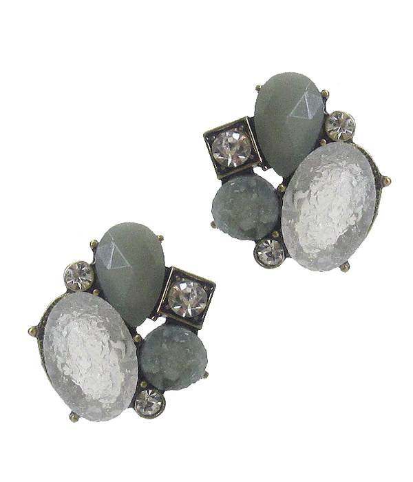DRUZY AND CRYSTAL STUD EARRING