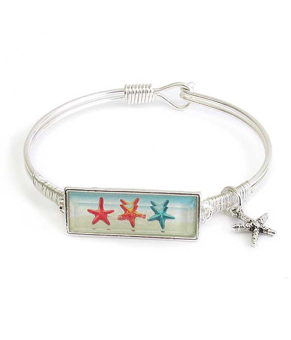 SEALIFE THEME FACET WIRE BANGLE BRACELET - STARFISH