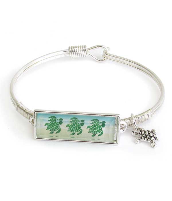 SEALIFE THEME WIRE BANGLE BRACELET - TURTLE