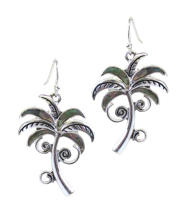 Abalone palm tree earring