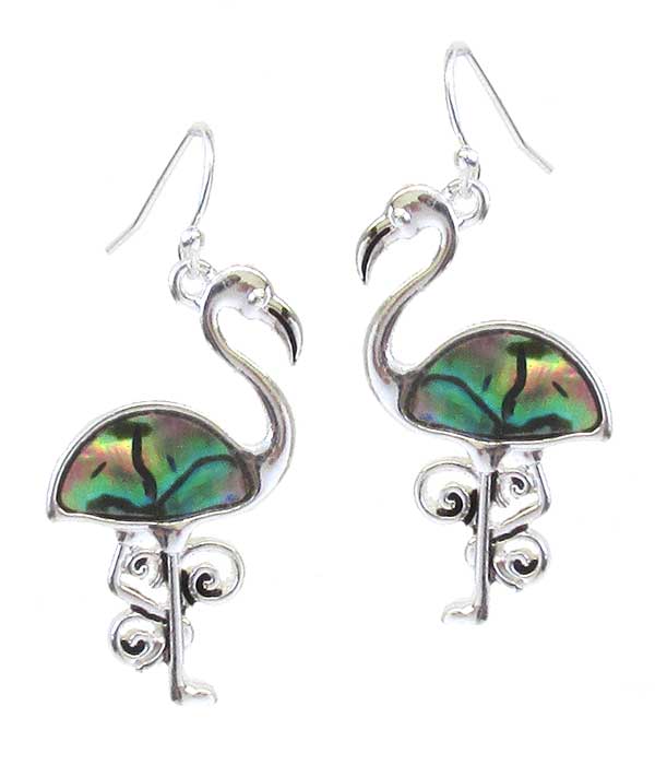 ABALONE FLAMINGO EARRING