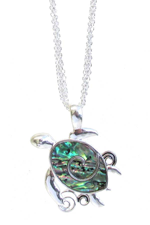 Abalone sealife theme pendant necklace - turtle