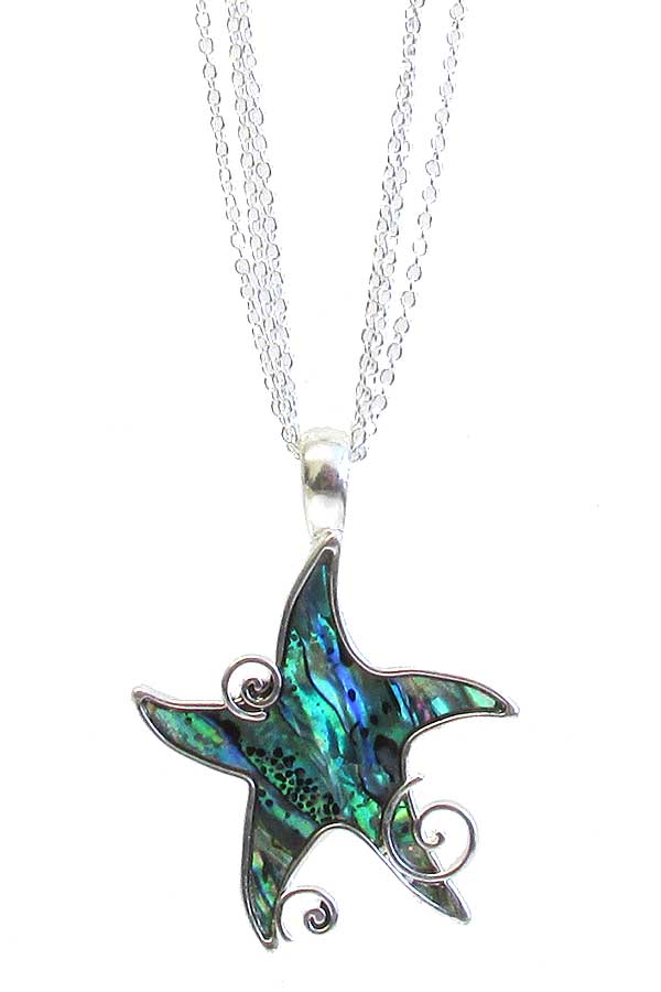 ABALONE SEALIFE THEME PENDANT NECKLACE - STARFISH