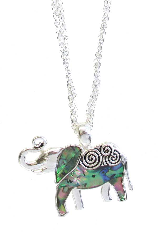 ABALONE PENDANT NECKLACE - ELEPHANT