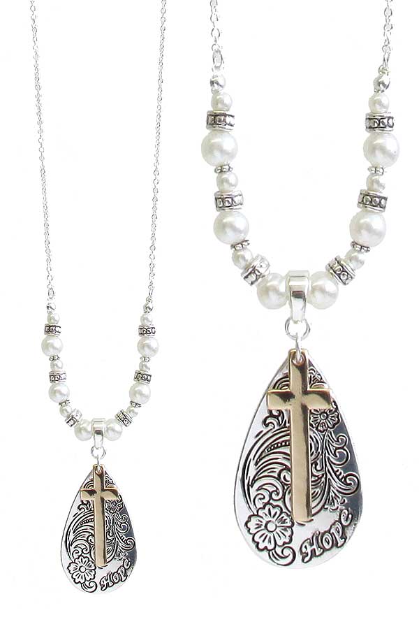 RELIGIOUS INSPIRATION PENDANT NECKLACE - TEARDROP