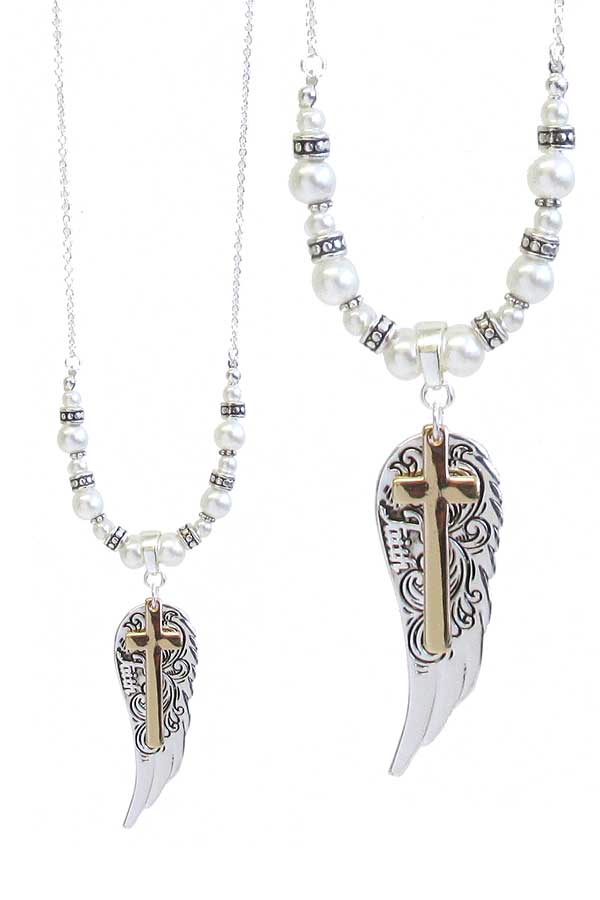 RELIGIOUS INSPIRATION PENDANT NECKLACE - ANGEL WING