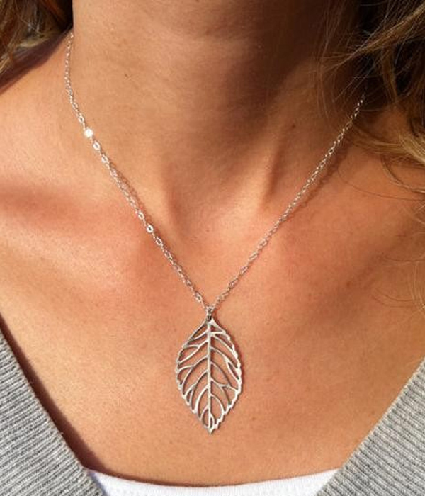 Etsy style simple leaf necklace