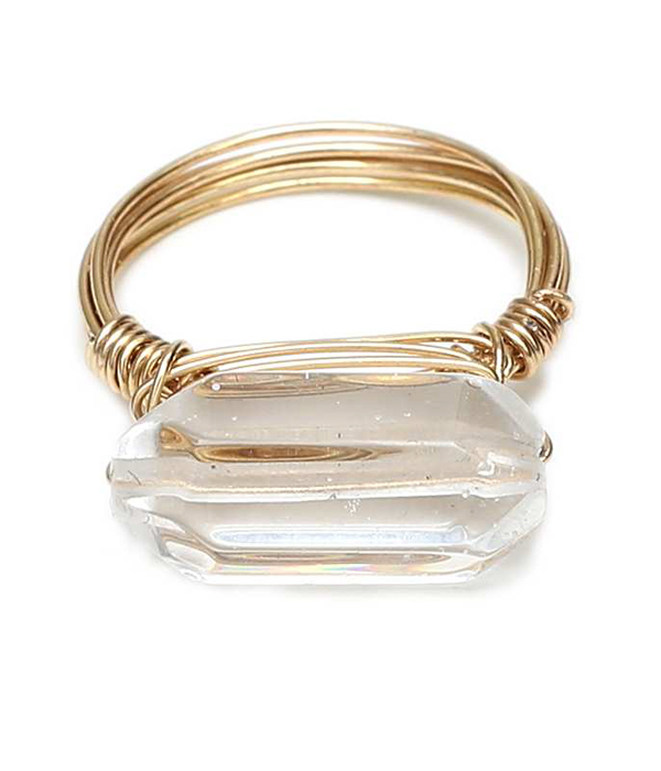 Handmade semi precious stone wire ring