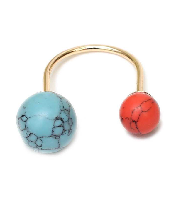 Double ball stone open ring