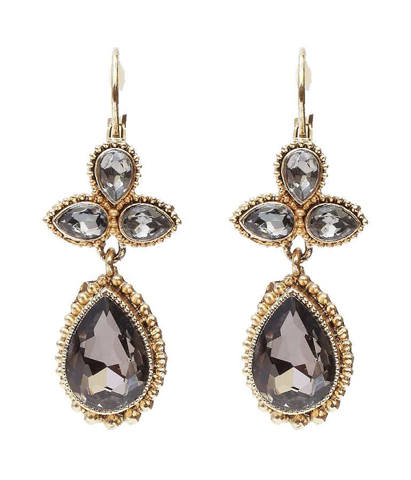 TEARDROP FACET STONE EARRING