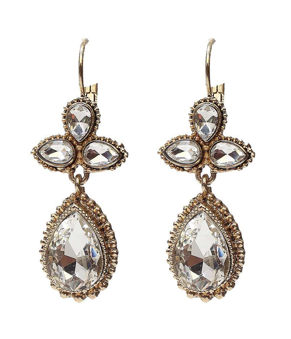 TEARDROP FACET STONE EARRING