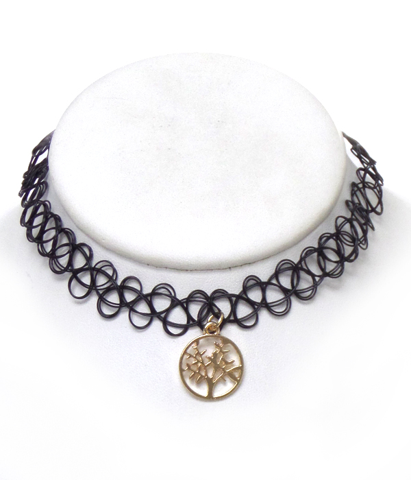 Tattoo with family tree drop chocker