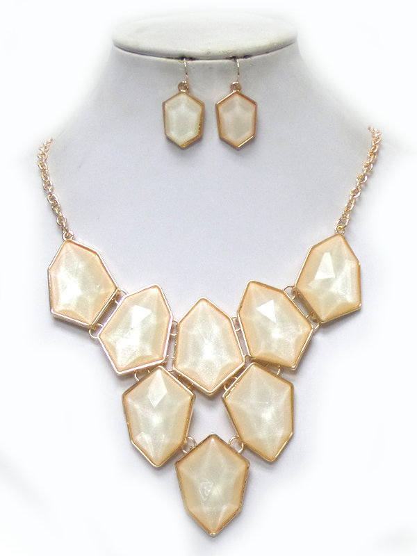 Chunky stone bib necklace set 
