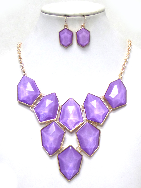 Chunky stone bib necklace set
