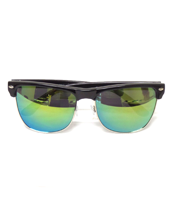 Mirror lense vintage style eyebrow sunglasses-uv protection