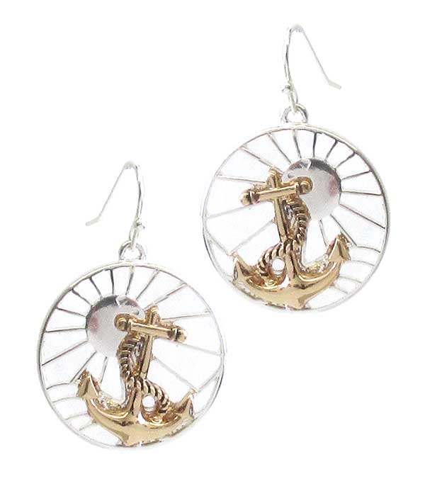 Sealife theme sunrise disc earring - anchor
