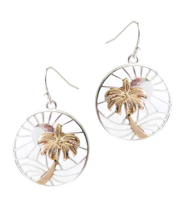 SEALIFE THEME SUNRISE DISC EARRING - PALM TREE