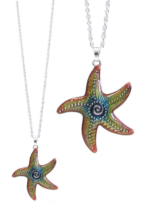 SEALIFE THEME EPOXY PENDANT NECKLACE - STARFISH