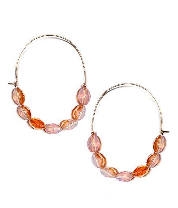 FACET STONE WIRE HOOP EARRING