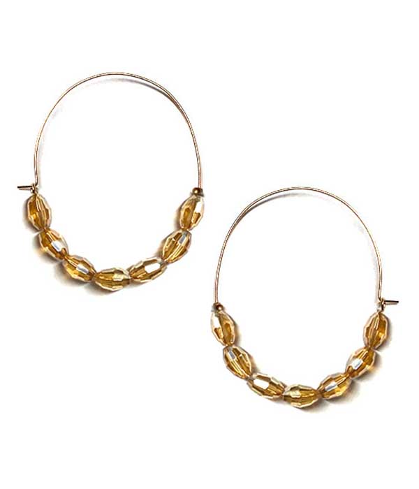 FACET STONE WIRE HOOP EARRING