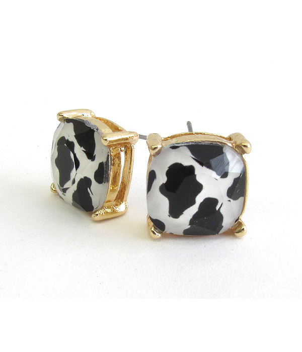 FACET STONE STUD EARRING - COW
