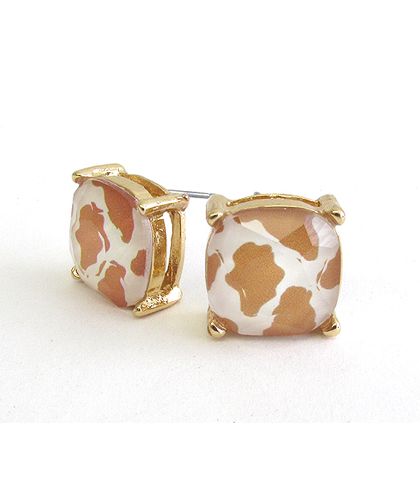 FACET STONE STUD EARRING - COW