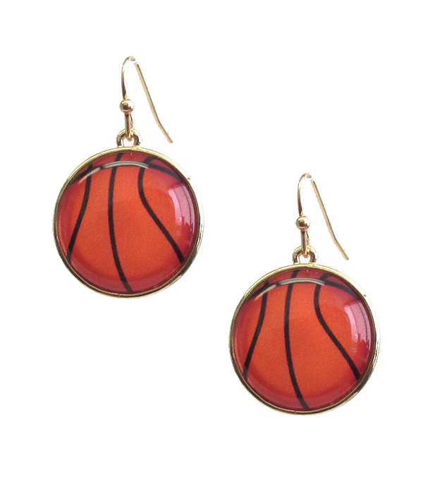 Sport theme cabochon earring - basketball