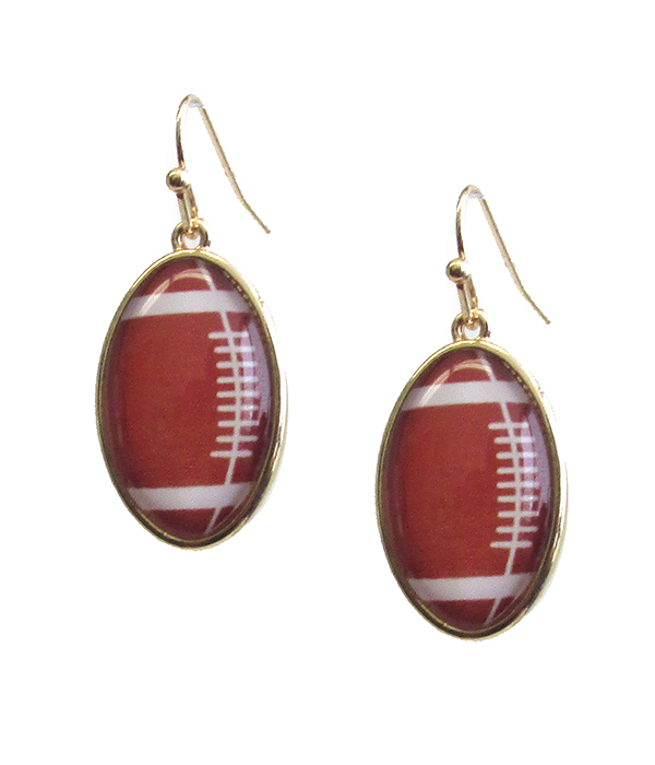 Sport theme cabochon earring - football