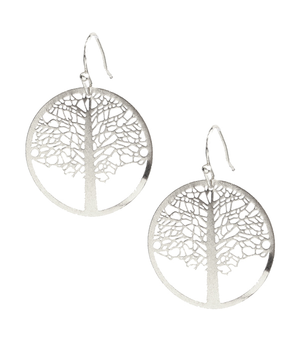 METAL FILIGREE BRASS EARRING - TREE OF LIFE