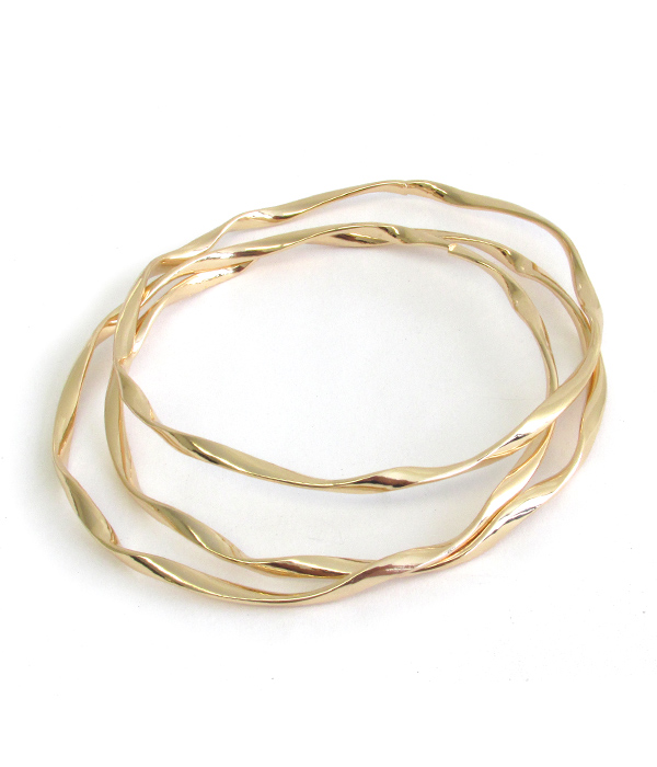 3 TWIST METAL BANGLE BRACELET SET