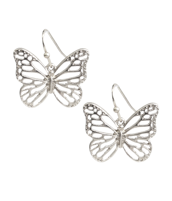 Metal filigree butterfly earring
