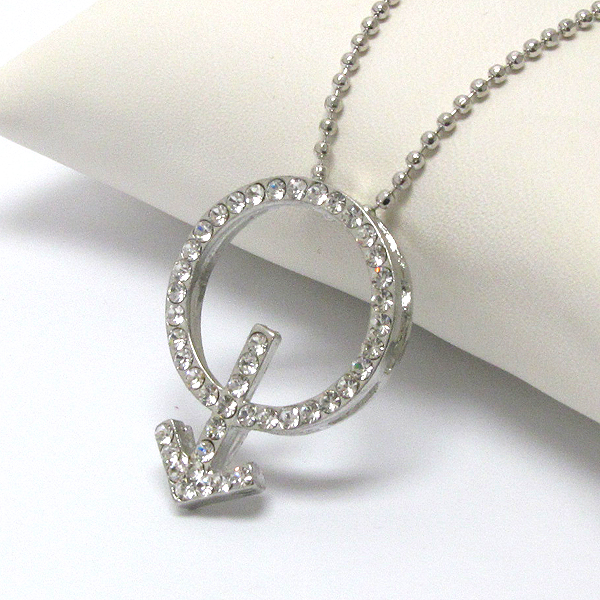 CRYSTAL FEMALE SIGN PENDANT NECKLACE