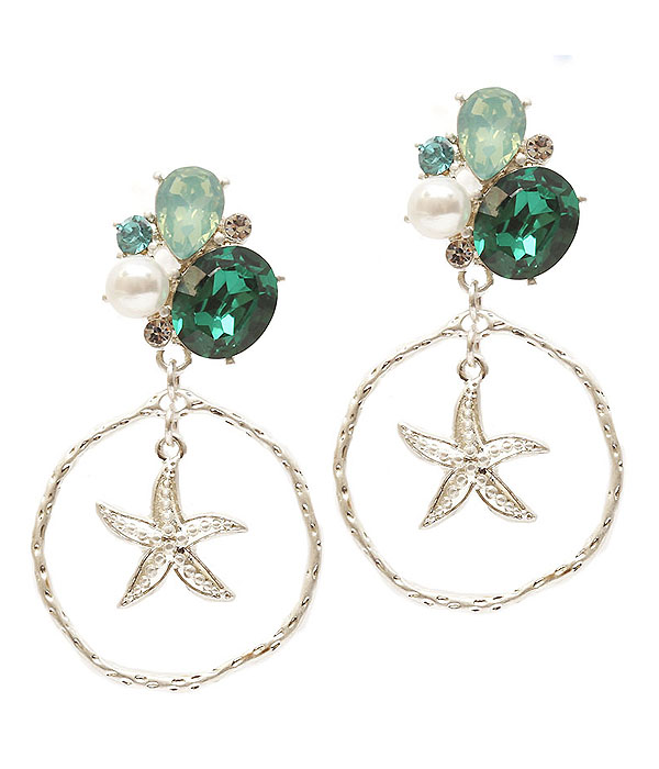 Multi stone mix starfish earring
