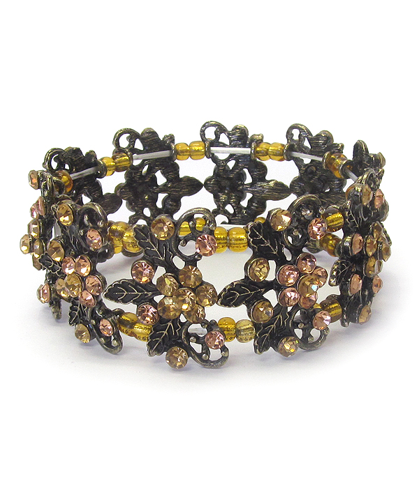 Vintage luxury class crystal and facet glass stretch bracelet