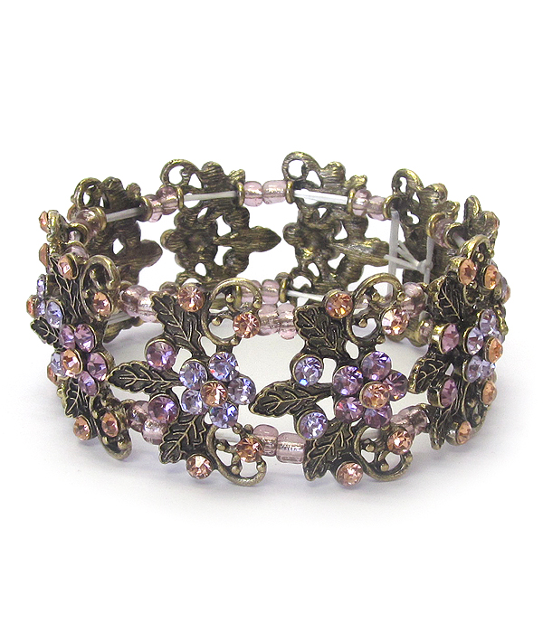 VINTAGE LUXURY CLASS CRYSTAL AND FACET GLASS STRETCH BRACELET