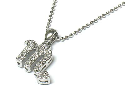Made in korea whitegold plating crystal zordiac symbol neckalce
