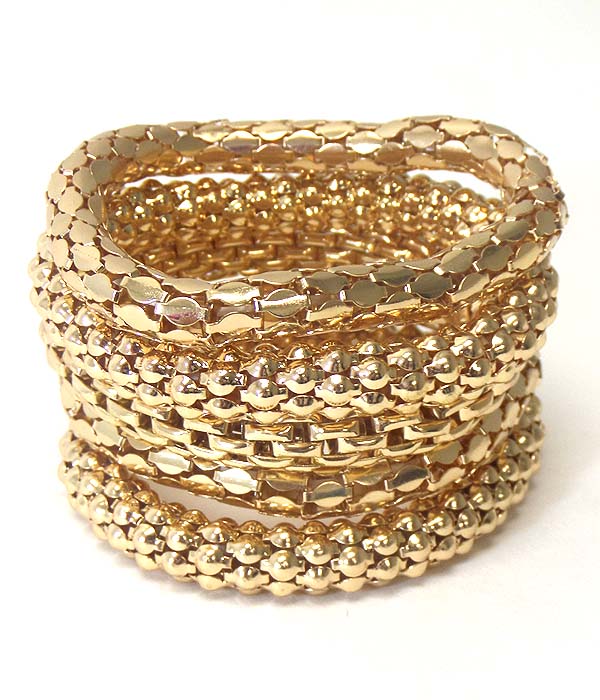 Multi row metal tube chain bracelet set