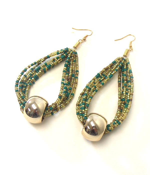 Multi seed bead cord earring