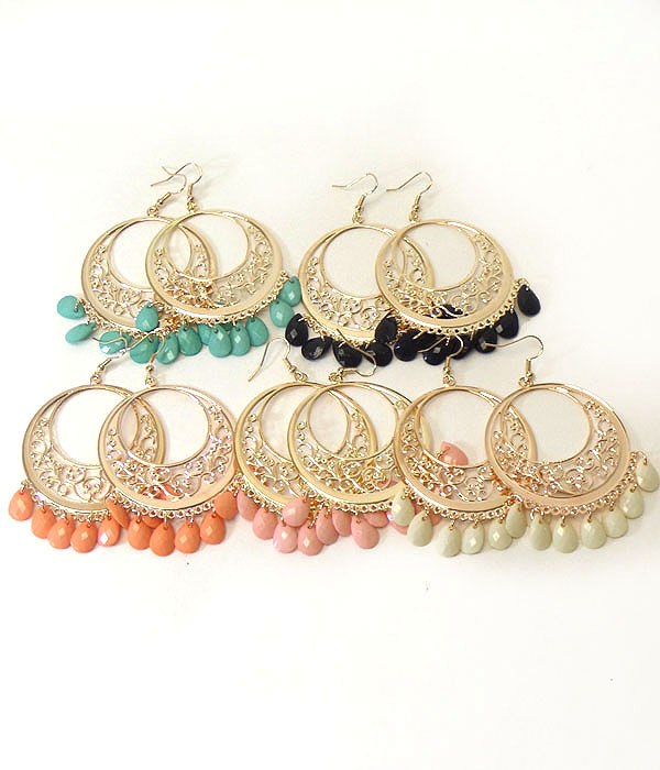 Sell by dozen - metal filigree disk and teardrop 12 pair earring set mens jewelry