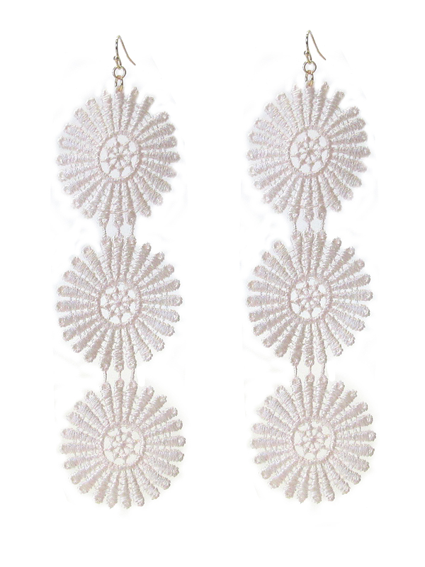 Triple lace flower drop earring