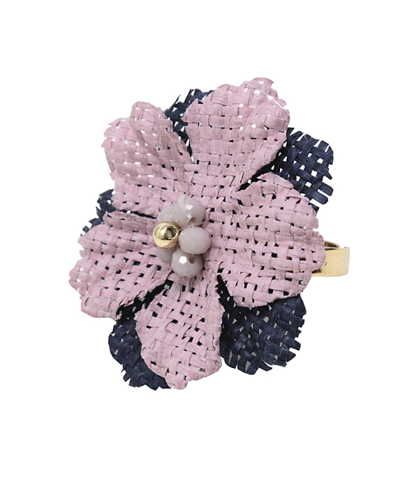 RATTAN FLOWER ADJUSTABLE RING