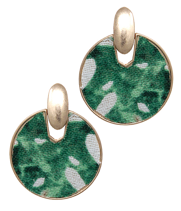 Print fabric disc earring