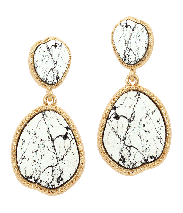 Granite print wood earring